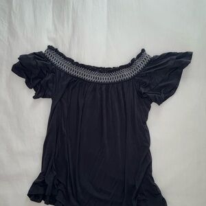 American Eagle Outfitters Gray Off the Shoulder Blouse